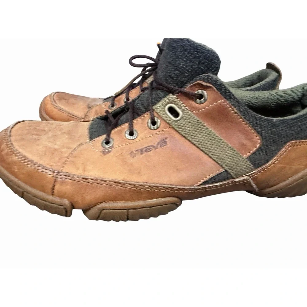 Teva Riva Leather Hiking Shoes Mens 10 Brown Trail Outdoor Comfort Low Lace Up
